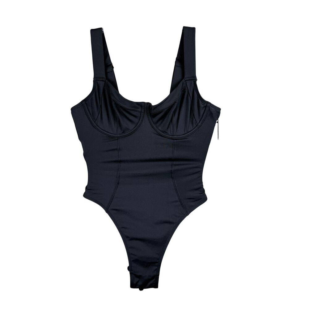 TA3 Hi Cut Lifty Black One-Piece Corset Lace-Up Underwire SMALL B/C CUP